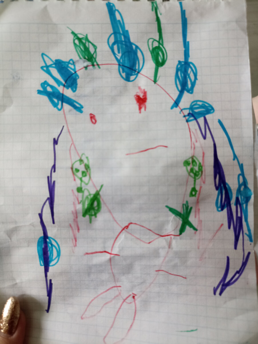 Рисунок человека. Моя дочь, 3 года. 