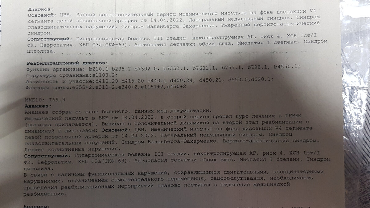 Ишемический инсульт ствола головного мозга. Выписка из стационара. | Ишемический  инсульт продолговатого мозга от первого лица, что я чувствовал и пережил |  Дзен