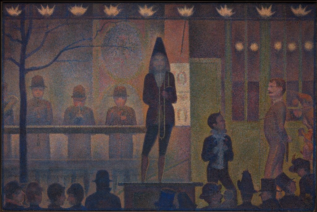 Джордж Сера, "Цирковое представление", 1887-8, Музей Метрополитен, Нью-Йорк, США.