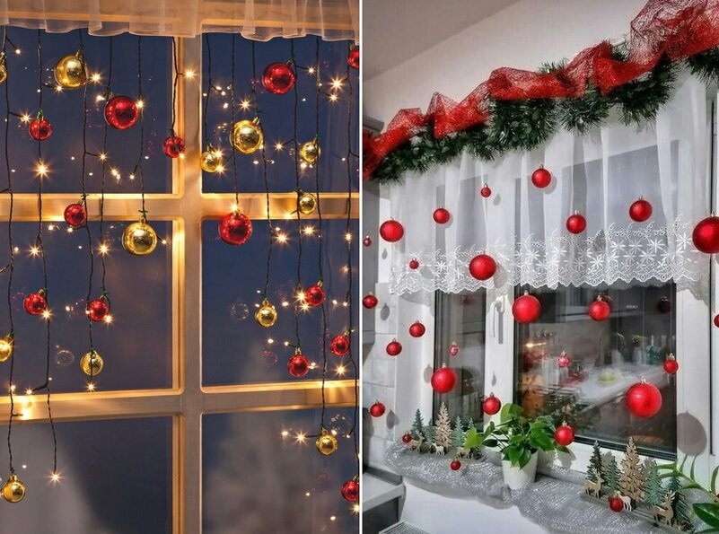 Сегодня я сделала подборку вариантов, как можно красиво оформить окна к предстоящим новогодним праздникам. Эти несложные идеи создадут в доме неповторимую праздничную атмосферу. Выбирайте! 1.