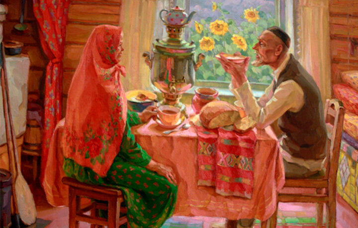 Картина За чашкой чая. 1975