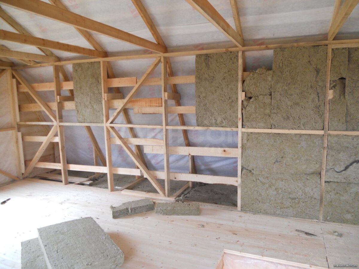     Утипление минеральной ватой.