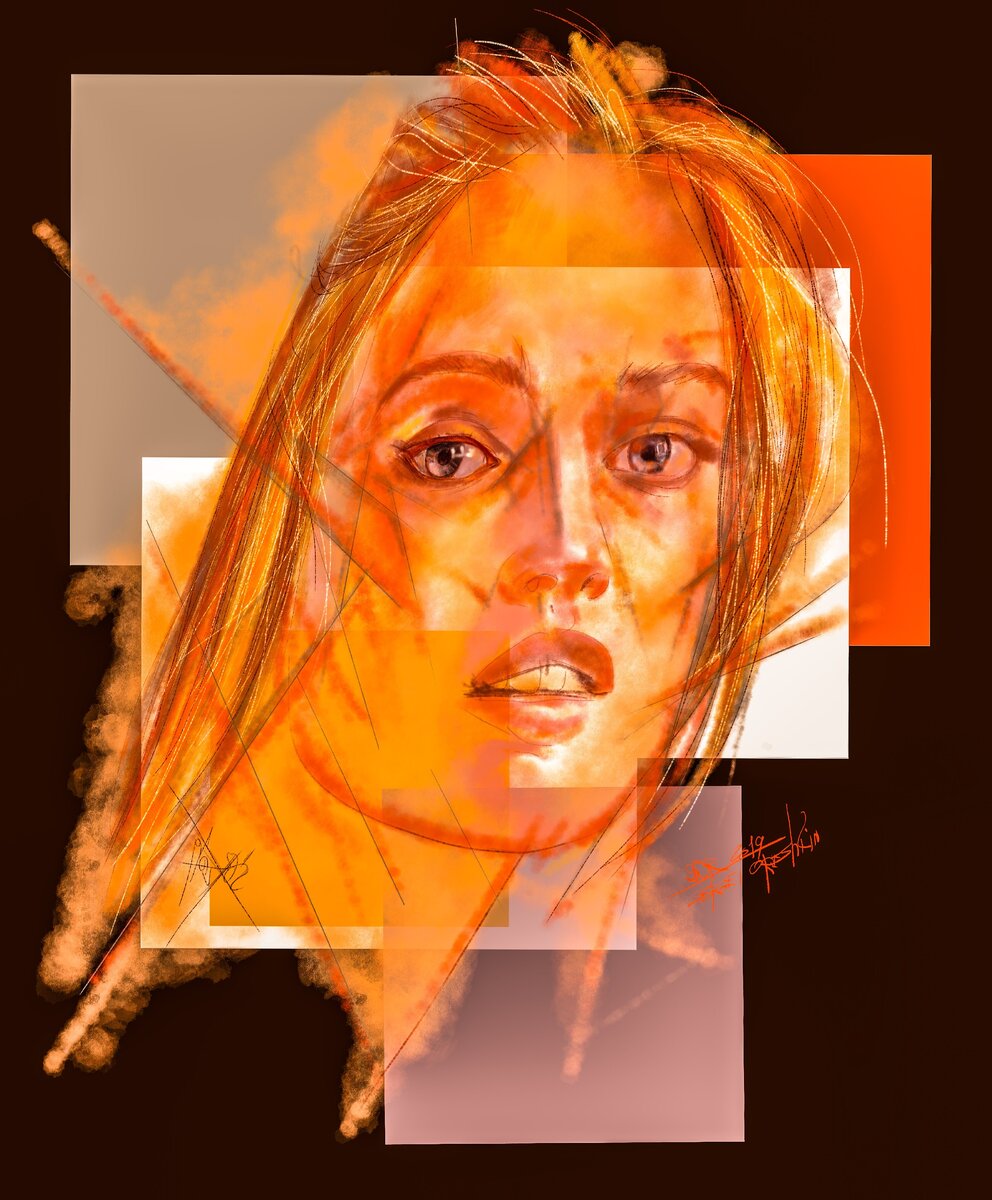 Портрет девушке в стиле неокубизм.