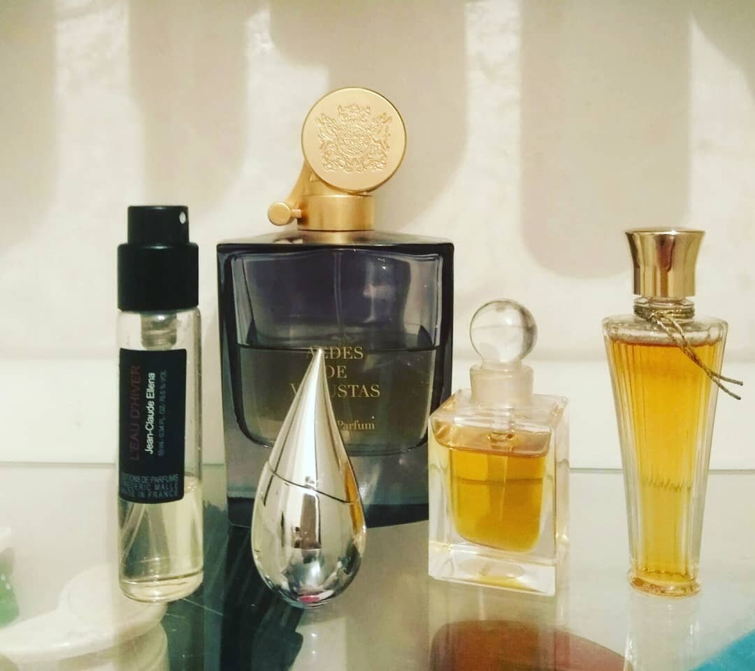 Frederic Malle L`eau D`hiver, Aedes de Venustas Iris Nazarena, La Praire Silver rain, Amouage Mawaddah, Guerlain Chamade