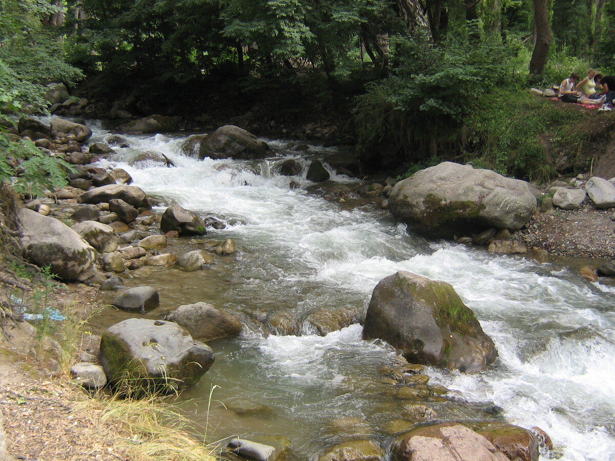 Река Весновка (ныне Есентай). Даже внутри самой Алма-Аты можно встретить живописные природные пейзажи. Фото автора 2008 г.
