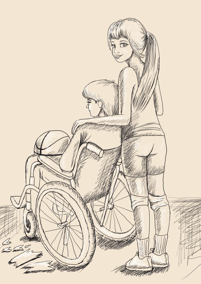 Дождь шёл мелкий - мелкий, как пыль. Но стекло было полностью залито. Напрасно Виталик протирал его тряпкой, дышал, надеясь хоть что-то увидеть. Струйки дождя стекали, оставляя причудливые зигзаги. Виталику стало совсем тоскливо. Почти каждый день он наблюдал из окна своей квартиры за спортивной площадкой. Там, на площадке, была совсем другая жизнь. Там носились с мячом на здоровых ногах мальчишки и девчонки, там кипели нешуточные баталии, и просто там было весело. 	Особенно нравилось наблюдать Виталику за Любкой. Это была высокая девочка с русыми волосами, собранными в хвост. Длинная чёлка закрывала глаза, поэтому Люба постоянно мотала головой, как нетерпеливая лошадка. На площадке Любу звали Дылдой. Как только собирались ребята и начинался матч, с площадки доносились крики: " Дылда, пас!!! Дылда, лови"!!  И Люба ловила, отбивала и забирала мячи, ловко впечатывая их в корзину. Виталик всегда нервничал, когда шла игра. Из окна не очень хорошо было видно правый угол площадки, и, если девочка играла на той половине, Виталика начинала пробирать нервная дрожь. Он сжимал до боли в пальцах ручки инвалидной коляски, лоб покрывался испариной. Хорошо, что кто-то постоянно выкрикивал счёт.
	 Однажды мама тоже присела рядом возле окна. Игра ещё не началась. К площадке только подтягивались ребята.  Сердце радостно забилось, когда Виталик увидел Любу. Девочка шла, ссутулив плечи, размахивая спортивной сумкой и смешно волочила ноги в огромных нелепых кроссовках. 
- Какая несуразная девочка.- Вздохнула мама. - Даже страшненькая.
- Кто?? Люба??- У Виталика от волнения перехватило горло.
Мама, увидев, как занервничал сын, засмущалась и пробормотала: " Ну, может, мода такая, носить непонятную обувь". И помолчав, добавила: " И причёску".
Виталик схватил маму за руку и зашептал: "Ты не уходи, подожди, пока начнётся игра. Вот увидишь. Никто лучше не играет".
	Мама осталась. Она увидела, как и в самом деле преобразилась девочка. Во время игры она стала похожа на большую, сильную птицу. Исчезла сутуловатость, появилась лёгкость, бесконечно длинные ноги переносили девочку с одного края площадки на другой. Мама тихонько наблюдала за сыном. За сыном, который уже два года был в инвалидном кресле. Она видела, как внимательно он наблюдал за игрой, как нервничал, и каким глазами он смотрел на эту странную девочку.
	Мама смахнула ладонью набежавшие слёзы, поцеловала сына в макушку и сказала: " Она и правда красивая, твоя Люба".
	Но сегодня шёл дождь. А значит, ребят на площадке не будет. Виталик отъехал от окна и включил телевизор. Неожиданно сквозь равномерный шум дождя он услышал крики ребят и глухой звук мяча. И вдруг...
БАМС!!! Оконное стекло треснуло и разлетелось на кусочки. А в комнату влетел оранжевый мяч. На улице стояла тишина. Виталику показалось, что даже дождик замер на мгновение. Потом послышались быстрые шаги, и через мгновение в разбитом окне появилась голова Любы. Девочка оглядела комнату и столкнулась взглядом с Виталиком. Она словно не замечала его инвалидного кресла. Безуспешно дунула на мокрую чёлку, которая падала на глаза и сказала: " Привет".
- Привет.- Улыбнулся парень. Подъехал на коляске к мячу и взял его в руки.
- Ты … это. - Люба снова дунула на чёлку и продолжила.- Не сердись. Родаки дома? Сейчас ребята стекло новое принесут.
- Да я не сержусь. - Снова улыбнулся Виталик.- Ты давай, залезай в комнату. А мамы дома нет.
 Девочка ловко подтянулась на руках и перекинула ноги  через подоконник.
- Меня Люба зовут.- Сказала она и спрыгнула в комнату.
- А меня Виталий.
Люба огляделась по сторонам. 
- Здорово у тебя здесь. Ты что, баскетболом занимался?- Девочка разглядывала кубки и награды, которые стояли на полке.
- Да. До аварии.
Люба внимательно посмотрела на Виталика.
- Слу-ушай, -Протянула она.- А ты судить умеешь? Нам судья срочно нужен на соревнования.
- Да какой из меня судья!- раздражённо крикнул Виталик.- Ты что, не видишь?
Он застучал ладонью по инвалидному креслу.
Люба удивлённо подняла брови.
- Ты дурачок? На фига судье бегать? Подумаешь, кресло инвалидное. Было инвалидное, станет судейское. Мы на него ещё мантию какую-нибудь накинем. Знаешь, как здорово будет?
Виталик ничего не понимал. Два года прошло после ТОЙ аварии. Два года бесконечной тоски и боли, жалеющих взглядов и неискренних улыбок. А тут стоит перед ним какая-то дылда и вообще не обращает внимания на инвалидное кресло. Парень даже закрыл глаза. Но открыв, понял, что всё происходит наяву. Вон разбитое окно, капли дождя на подоконнике и мокрые следы на полу. А перед ним стоит Люба и подбрасывает на руке  оранжевый мяч.
	Виталик неожиданно для себя рассмеялся.
- Какая ты красивая!- крикнул он.
- Кто?- девочка даже огляделась по сторонам.- Я???
- Ты, конечно.
- Издеваешься? - Люба резко бросила мяч в Виталика. Парень поймал мяч и снова сказал.
-Нет, не издеваюсь. Ты, правда, очень красивая.
Девочка замерла. Неуверенно провела рукой по волосам, потом стала тереть невидимое пятнышко на рукаве, а потом вдруг захохотала.
-Ну, ты шутник! Я? Красивая? Ой, умора!!!
Виталик подъехал к Любе и молча взял её за руку. Люба перестала смеяться и удивлённо смотрела на парня.	
	Под окном послышался шум и голоса. Люба подскочила к окошку.
- Ребята, я нашла нам судью!
Через пару минут в комнату зашли друзья Любы. А через полчаса в комнате стало шумно и весело. Окно вставили, вскипятили чайник, сбегали в магазин за батоном и сыром. И когда пришла мама Виталика, она увидела большую компанию ребят, которые сидели за столом в зале и что-то горячо обсуждали. Она увидела, как её сын, снова стал похож на прежнего, весёлого Виталика, каким он был два года назад. 
	 А утром в дверь позвонили. Виталик открыл дверь и ахнул. Перед ним стояла Люба. Но вместо длинной чёлки и «конского» хвоста, на голове было красивое каре. Русые волосы, цвета перезревшей пшеницы, красиво рассыпались по плечам. На ногах Любы вместо уродливых огромных кроссовок были отличные спортивные кеды. 
-Привет! Ты готов?
- К чему?
- К труду и обороне! – Люба шагнула вперёд.- Там ребята уже трон тебе соорудили. Сегодня последняя тренировка перед соревнованиями. Живей собирайся.
	Всего лишь пару дней назад Виталик думал, что его жизнь – это сплошная тоска и боль. Всего пару дней назад Люба думала, что она – некрасивая дылда, на которую никто из мальчишек не посмотрит, как на принцессу. Всего пару дней назад мама Виталика не думала, что может увидеть своего сына счастливым… А нужно было всего лишь… разбить стекло! 
	Хотя, нет. Нужно всего лишь быть РЯДОМ.
