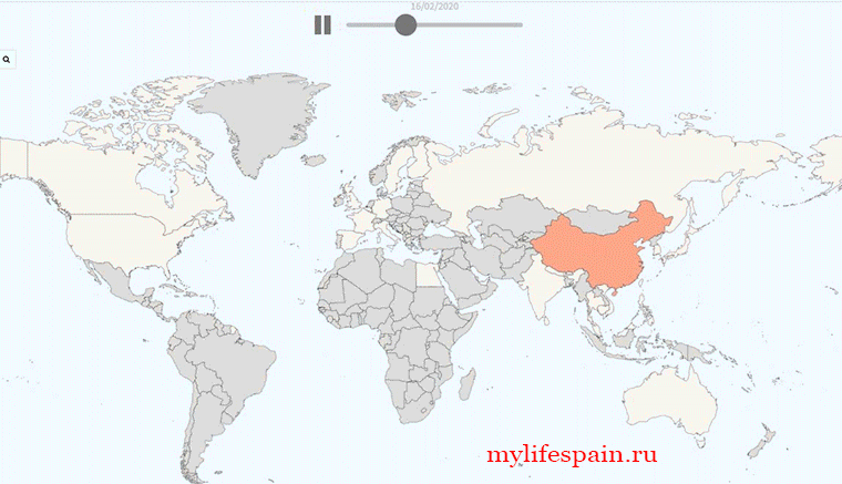 Карта распространения коронавируса с начала 2020 года