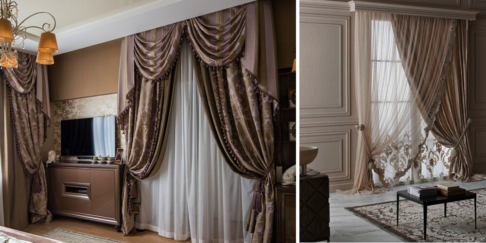 Сшить шторы из двух цветов ткани + фото примеров