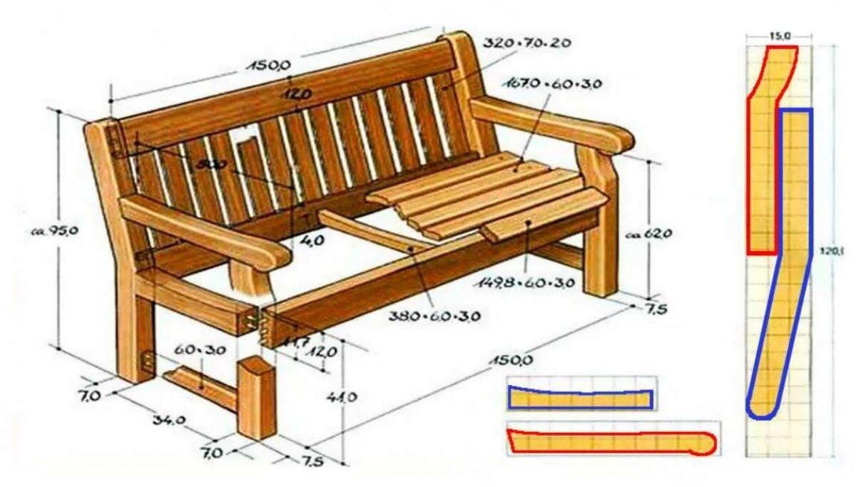 Скамейка сварить самостоятельно чертеж
