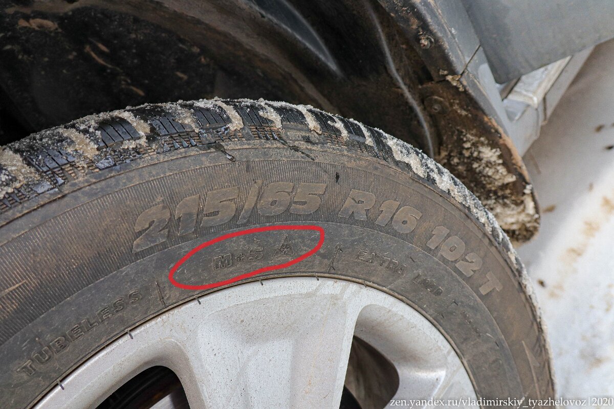 Шины моего авто. Маркировку M+S специально обвел красным