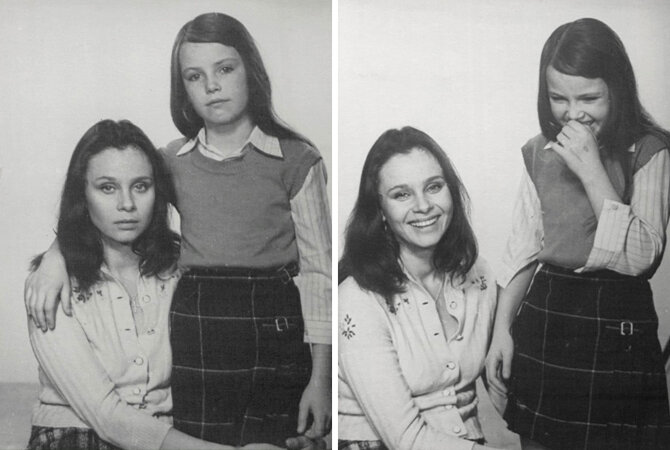 Любовь Полищук и Карина Моритц - фотопробы к фильму "В моей сметри прошу винить Клаву К." (Ленфильм, 1979). Источник: kino-teatr.ru
