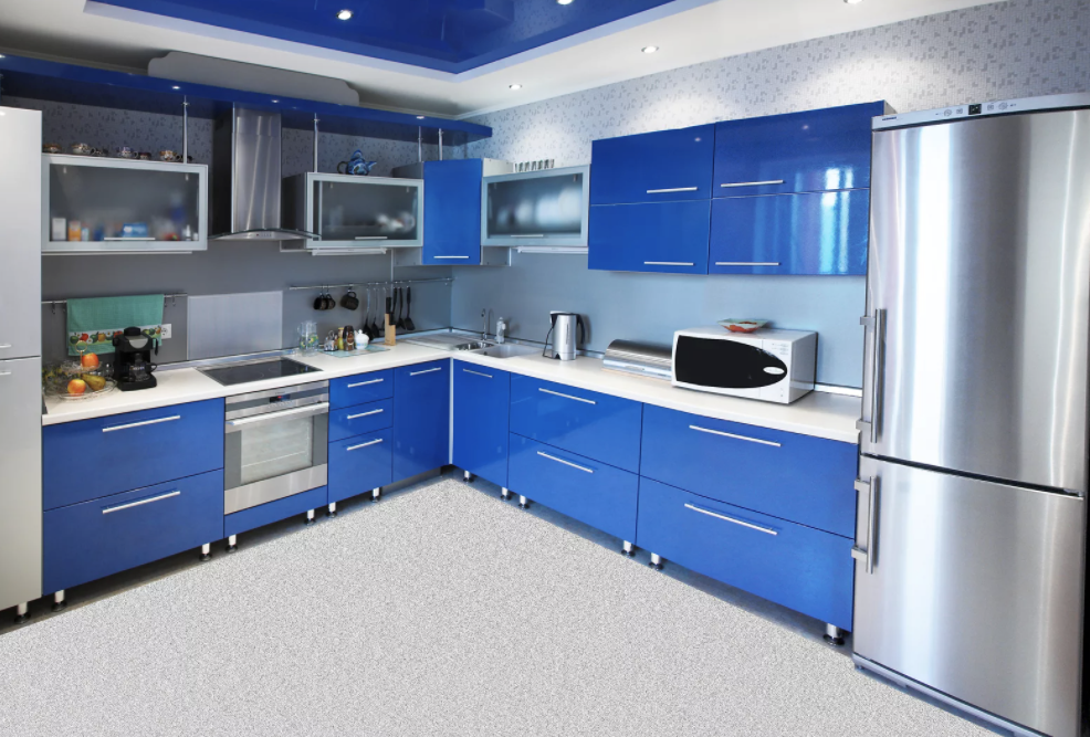 Видео кухня в синем цвете
