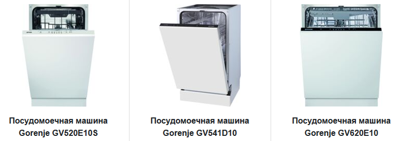 Ассортимент посудомоечных машин интернет-магазина gorenje-rus.ru