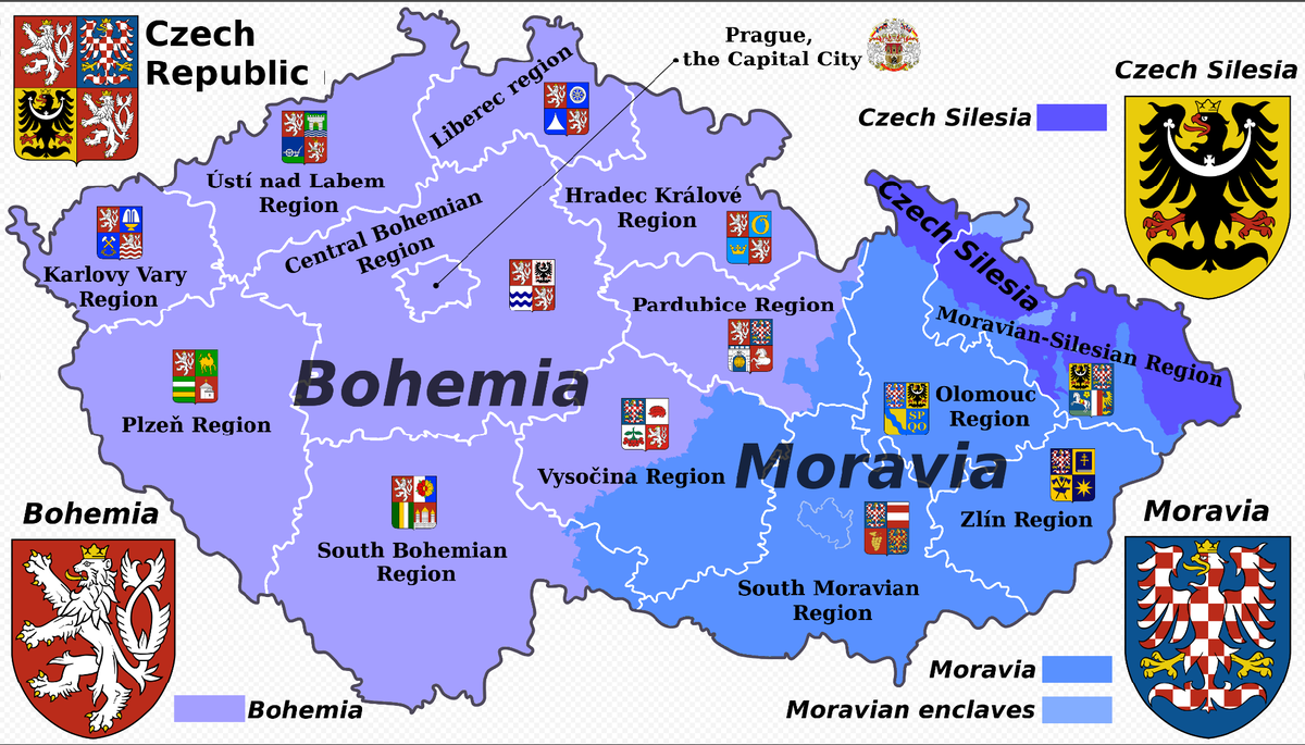 Карта регионов Чешской Республики
