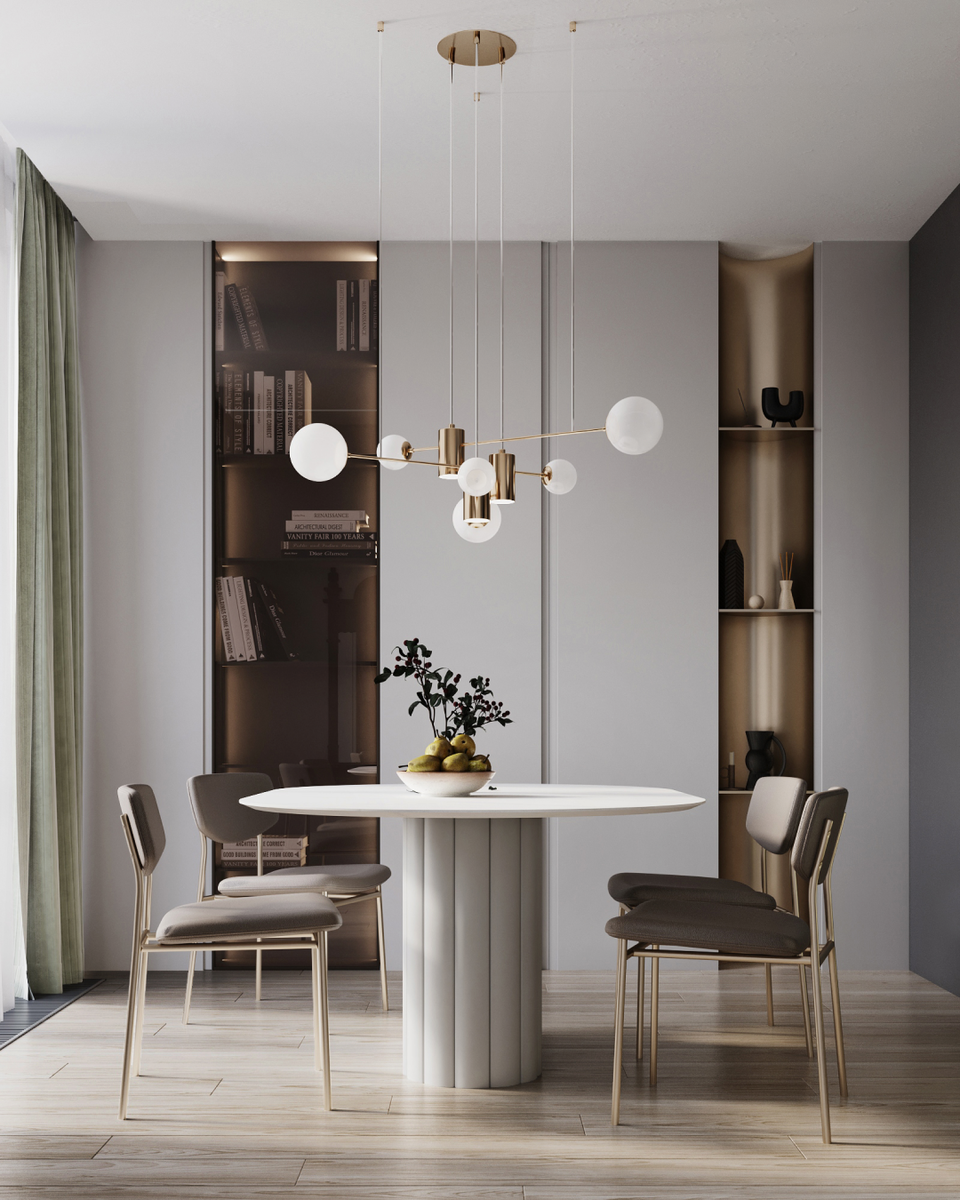 вид на обеденную зону
стол — TOK mebel, стулья — Calligaris, подвес — Lampatron