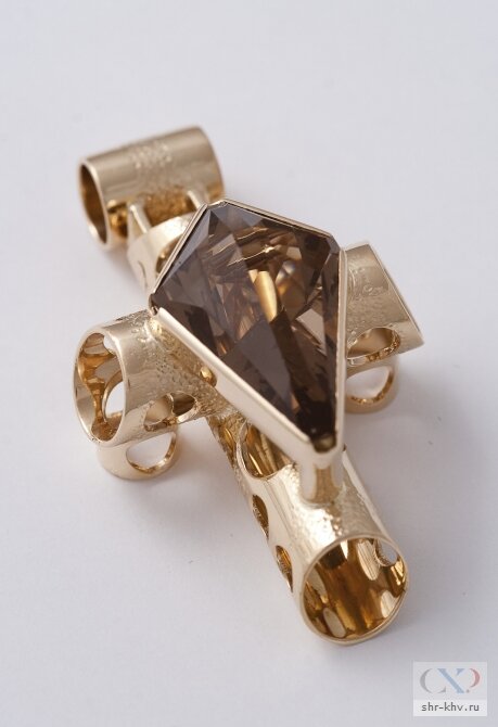 Протестантский крест Золото, раухтопаз