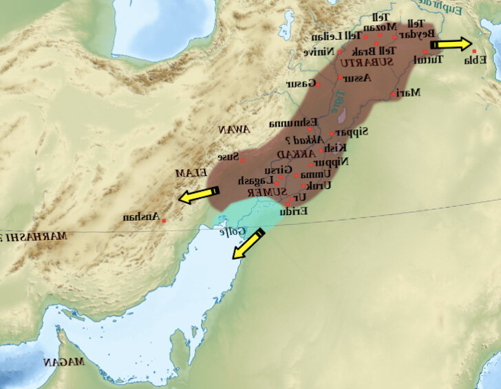 Карта Аккадской империи.
