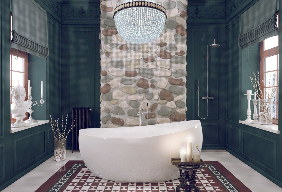 Вид стены с ванной