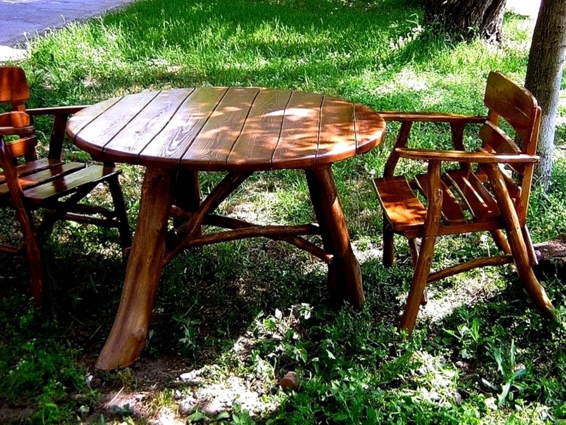круглый стол своими руками из дерева для дачи
