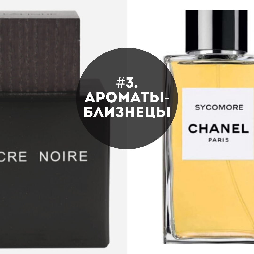 Флаконы ароматов Encre Noire Lalique и Sycomore Chanel