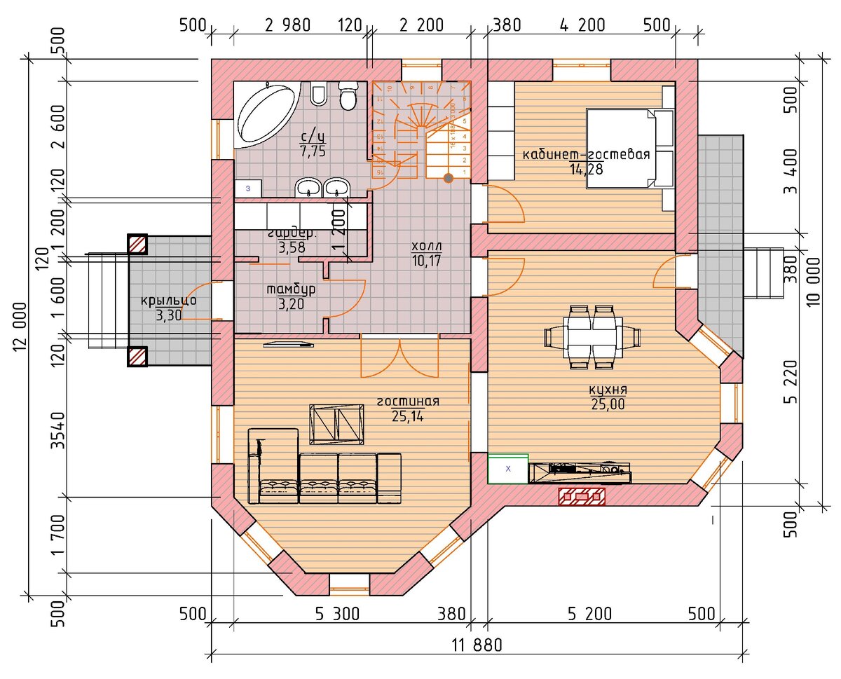 Двухэтажный 5-ти комнатный дом общей площадью 190 м² из кирпича ??