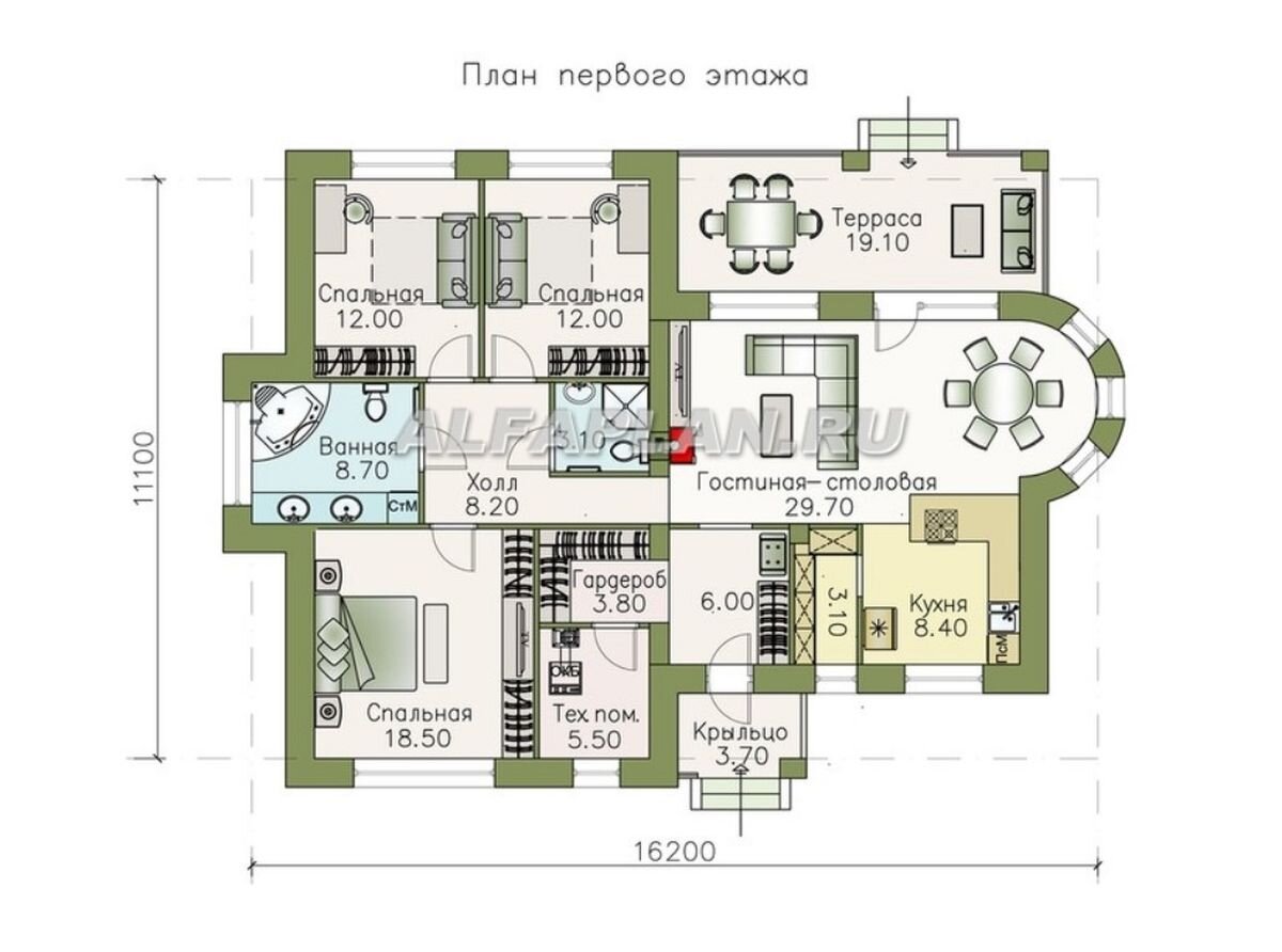 Проект одноэтажного дома 629Е 