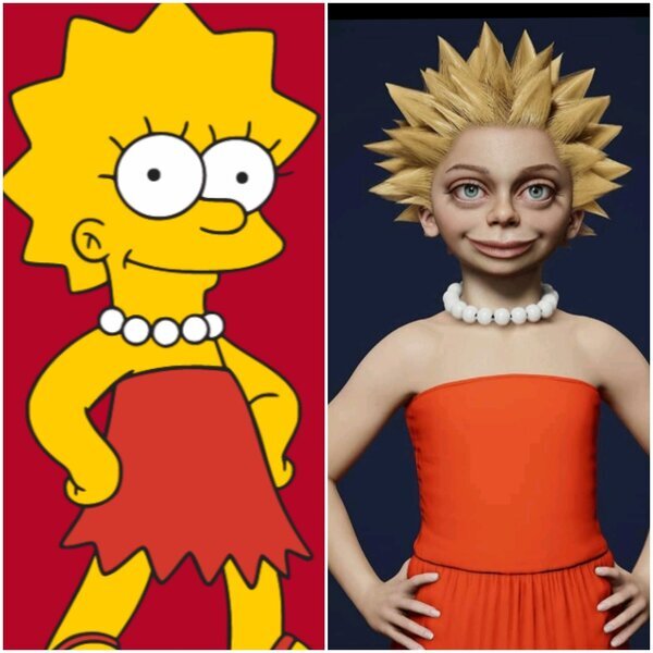 Лиза в мультфильме/в реальной жизни