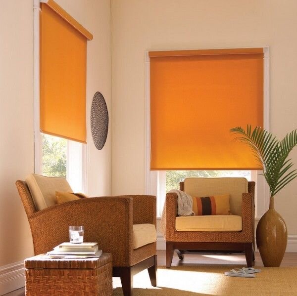 Пример интерьера с рулонными шторами