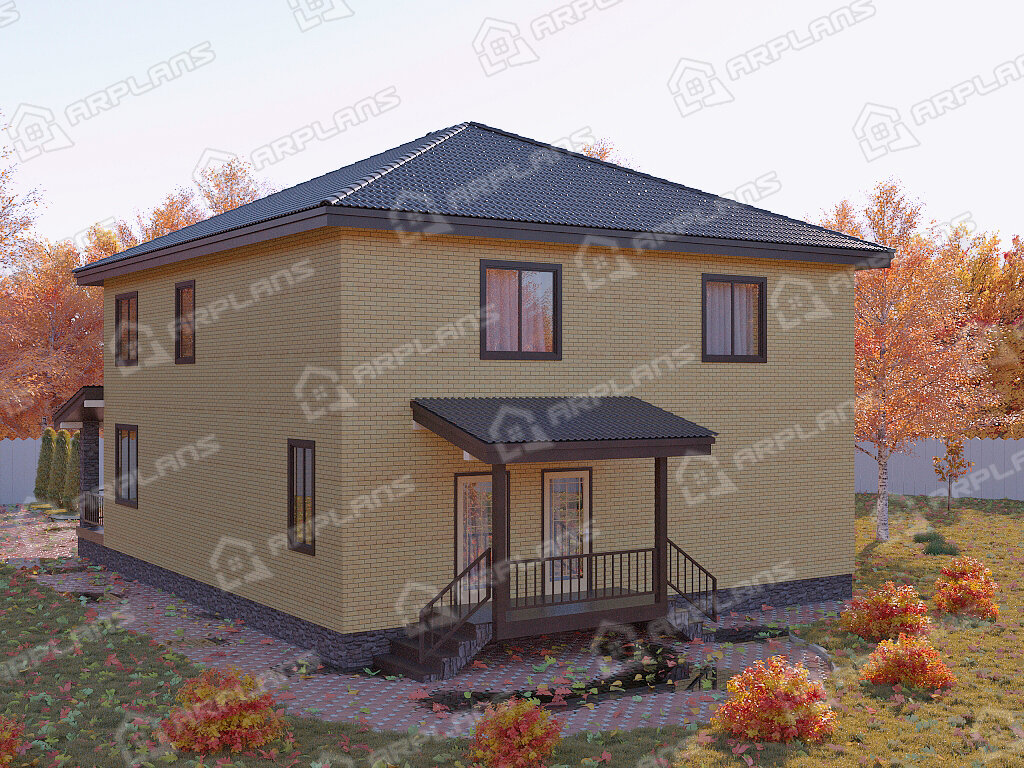 Фото 2 двухэтажного дома из газобетона с 4 спальнями, кабинетом, газовой котельной и террасой. 220 кв м. Источник arplans.ru Проект К-108