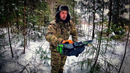 Идём в лес за валежником. Нужно убирать снег с навеса.