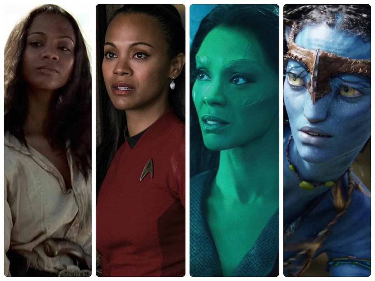 Галерея незабываемых героинь Зои (слева направо): Анна-Мария, Ухура, Гамора и Нейтири. Источник фото для коллажа kinopoisk.ru
