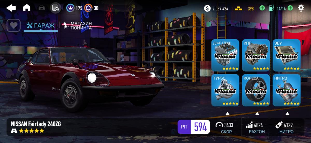 Класс улица, максимальная мощность 594. Уровень деталей (РЕДКИЕ).