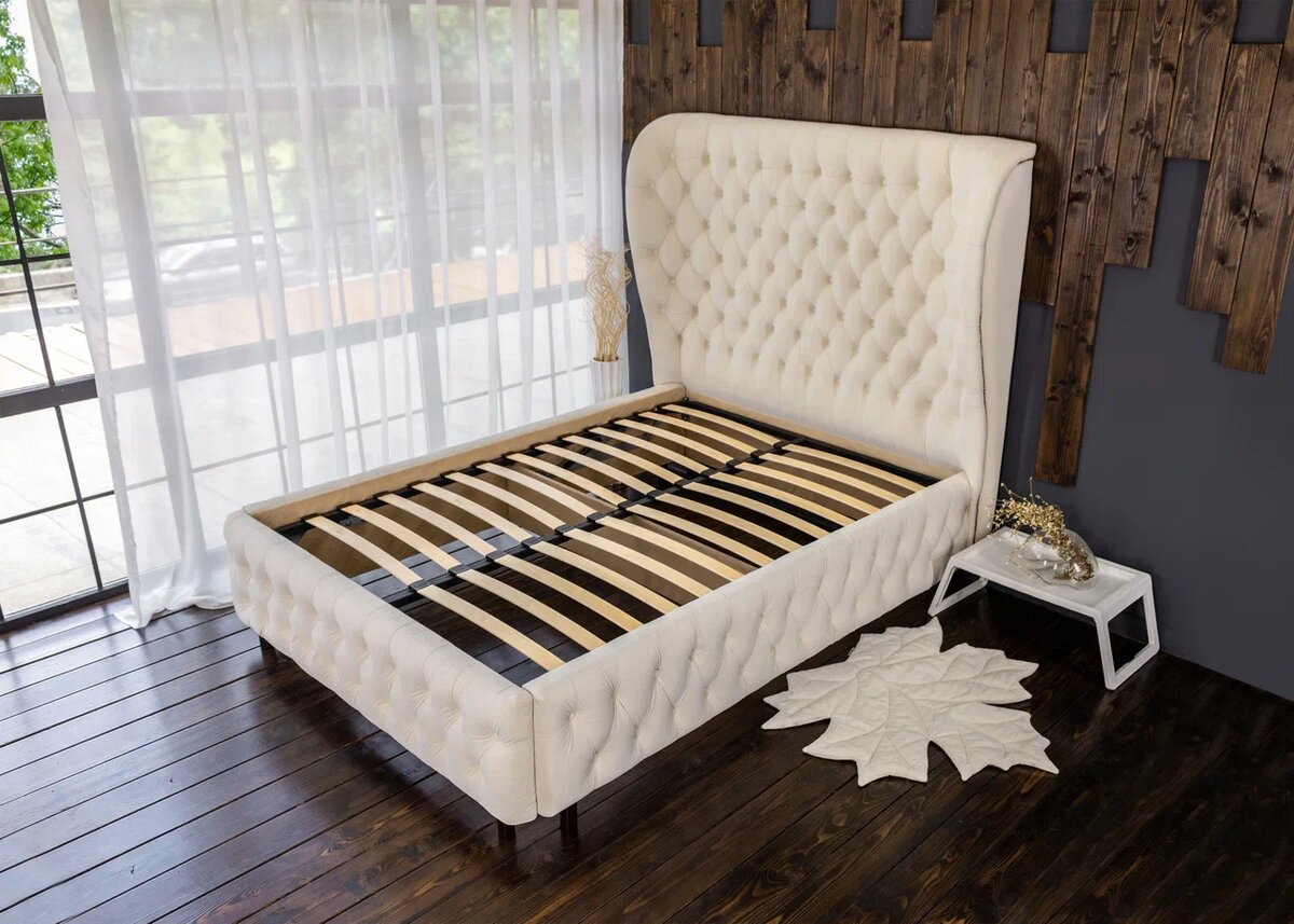 Кровать «Luchiano Велюр» Слоновая кость 200х200