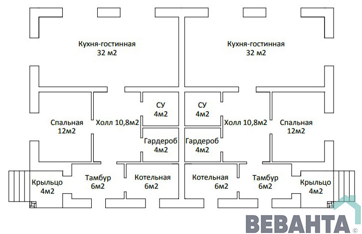 Внутренняя планировка дома. Информация с сайта Vevanta.com