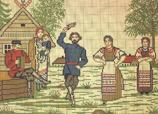 В. Баннер "Второй альбом рукоделий", 1886,Санкт-Петербург. Узоры для вышивания: тройка, пляска, охота.