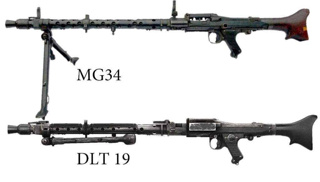 Сверху мы видим MG-34,cнизу его адаптацию для фильма