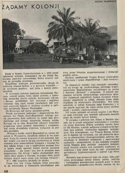 Страница из польского предвоенного журнала. Там написано «Хотим колоний»