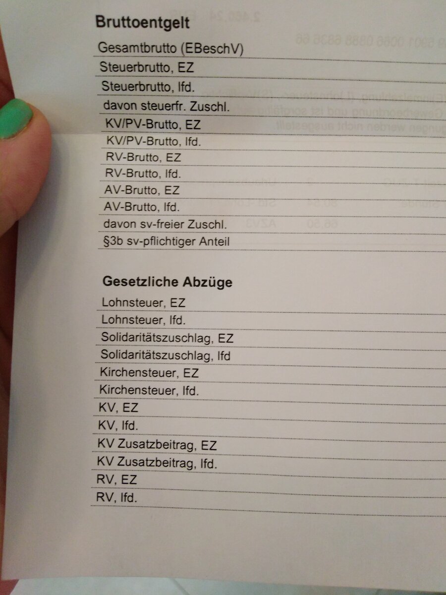 Gesetzliche Abzüge - те налоги, что платятся с зарплаты(на другой стороне листка ещеещё штук 5 осталось😅