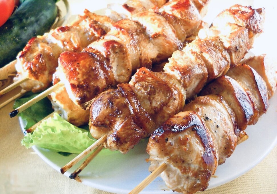 Куриный шашлык в духовке. Простои вкусно!