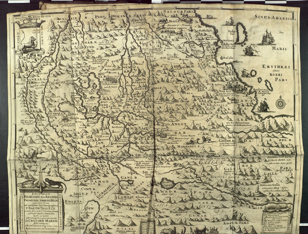 Карта Эфиопии в издании «Historia Aethiopica…» (Frankfurt am Mainz, 1681)