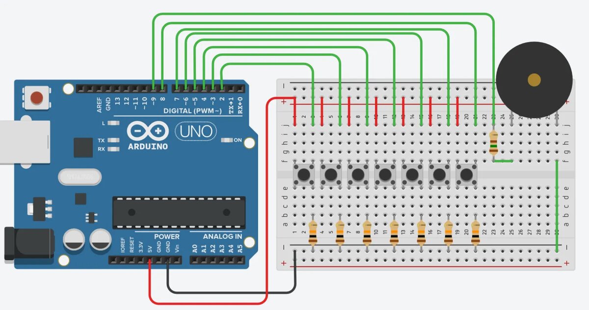 Принципиальная схема подключения пианино