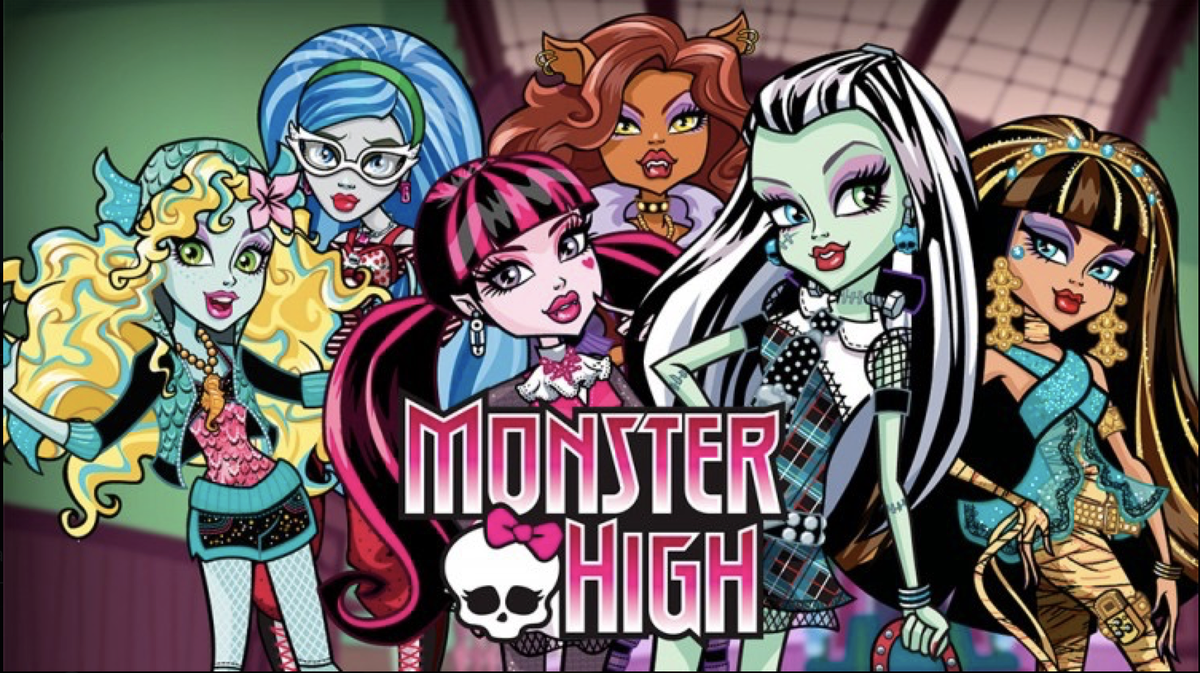 Логотип и персонажи мультфильма "Monster High" 