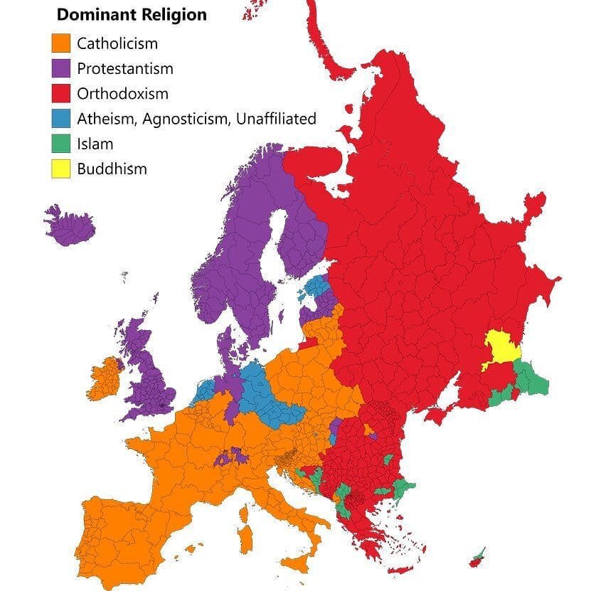 Карта европы по религиям