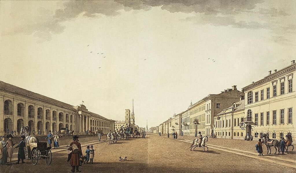 Невский у Гостиного двора, 1799 год. Фото: Бенжамен Патерсон