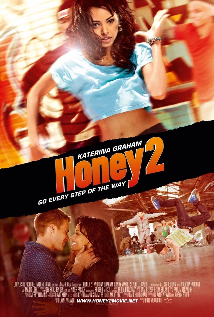 "Лапочка 2: Город танца" (Honey 2) 2011 
Режиссёр: Билле Вудрафф
В ролях: Кэт Грэхэм, Рэнди Уэйн, Сейшелл Гэбриел, Марио Лопез, Одрина Пэтридж, Брэндон Молале, Джерри Бедноб...
Оценка 4--