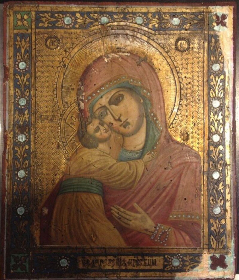 Селигерская (Владимирская) икона Божией Матери. Россия. XIX век. Из открытых источников. 