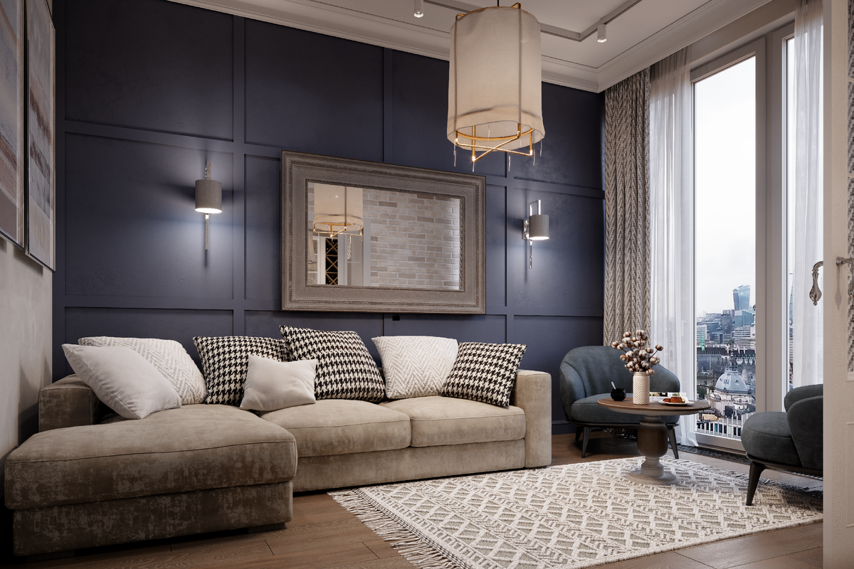 Гостиная в классическом стиле. Квартира в ЖК «Династия», 104 кв. м