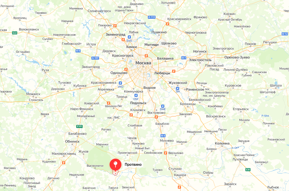 Расположение Протвино на карте