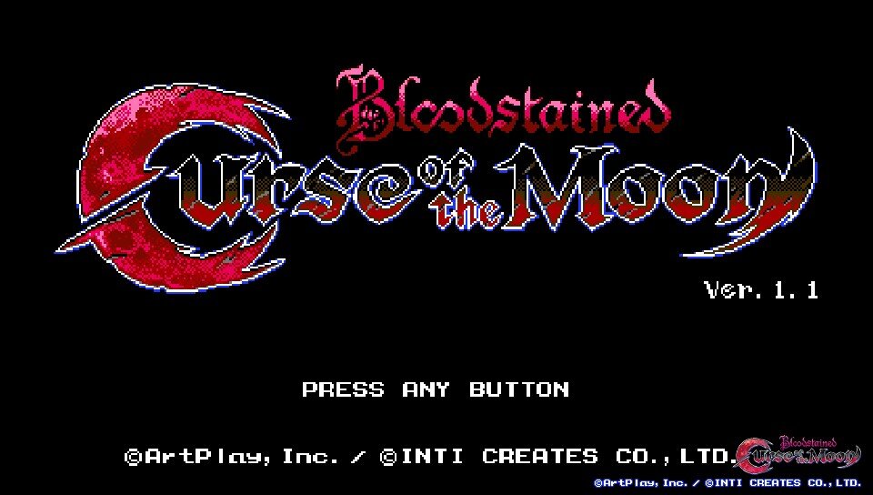 Начальный экран Bloodstained: Curse of the Moon