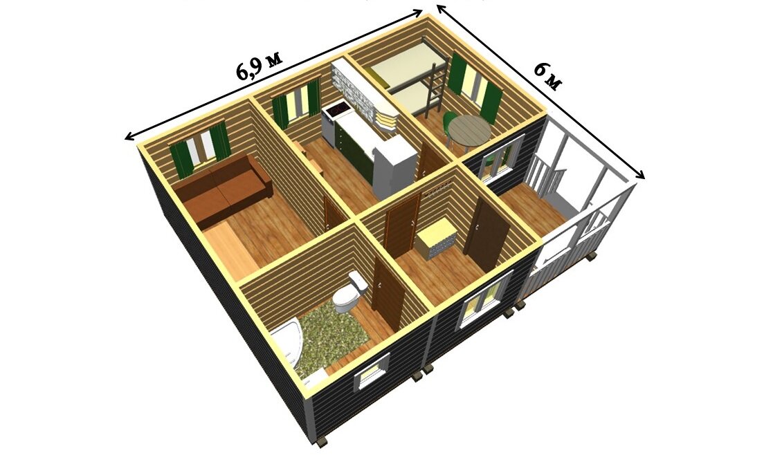 Проект домика 6 на 3